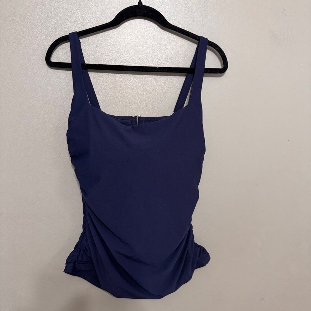 Athleta square-neck tankini swim top navy women’s size 40D/DD